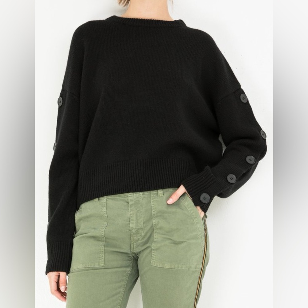 Nili Lotan Cashmere Black Button-Accent Women's Sweater